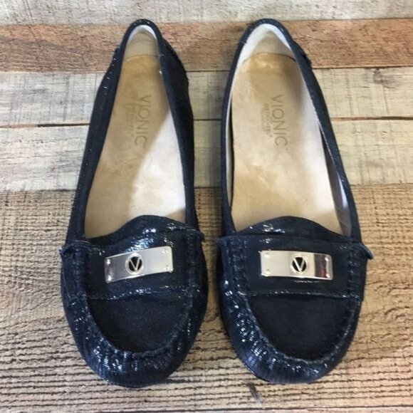Vionic Black‎ Sydney Driver Moccasin Flats Womens 7.5 Slip On Loafer Shoes - Picture 4 of 14